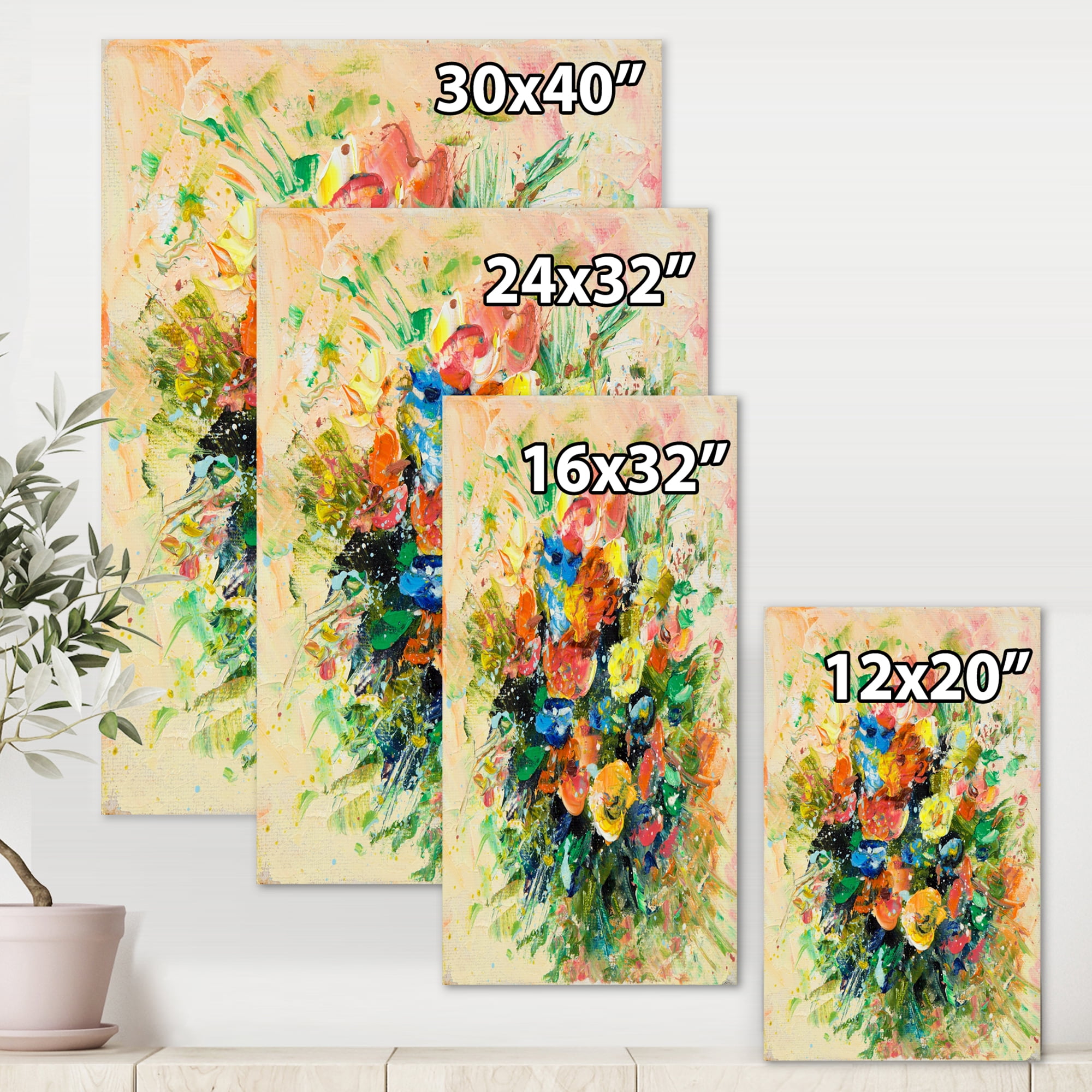 Designart ' Ancient Fresh Flowers Bouquet Of Wildflowers ' Traditional Canvas Wall Art Print