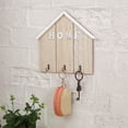 thumbnail image 6 of Wall Mounted Key Hook Rack Organizer | Decorative House Shaped Wood Storage for Entryway or Front Door, 3 Metal Hooks, Light Wood or Gray, 8.5"x8.8", Modern Rustic Accent, 6 of 6