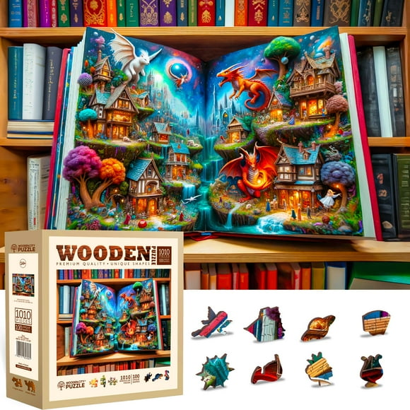 WOODEN.CITY Enchanted Tales 1000 Piece Puzzle | Wooden Puzzles for Adults | Jigsaw Puzzles 1000 Pieces Made in EU - Size 21.25 X 15.5 in | Magical Ji