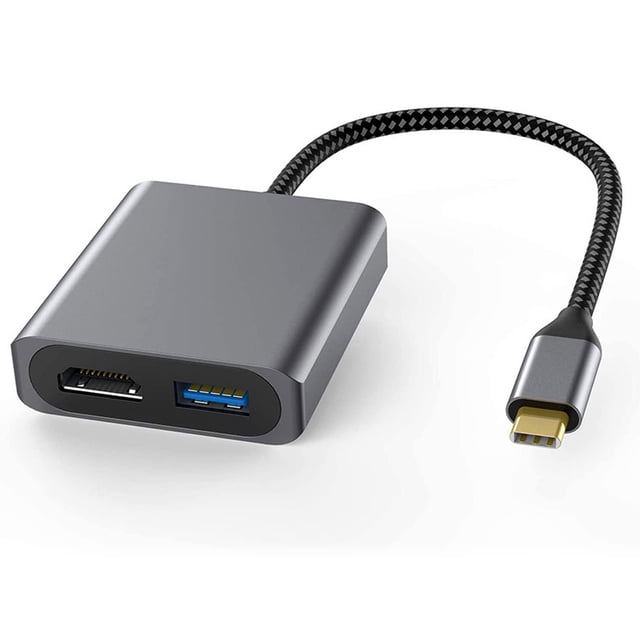 Adaptador compatible de tipo c a HDMI con cable blindado trenzado Convertidor de video de alta velocidad Carcasa de aluminio portátil Concentrador USB-C 4K Kearding EL005199-00B