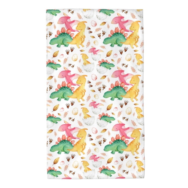 Balery Cute Baby Dinosaurs Toalla de Microfibra Premium con Estampado – 27.5x16 pulgadas, Alta Absorción, Suave y Aterciopelada, Secado Rápido