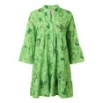 thumbnail image 3 of Women's Casual Tennis Dress for Everyday Wear Button Front Sleeve Loose Print with Comfortable Fit for Women’s V Plus Size Green S, 3 of 7