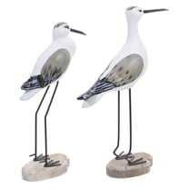 Set of 2 Wooden Seagull Bird Ornaments, Realistic Handcrafted Desktop Sculptures, Coastal Home Decor, Decorative Bird Figurines