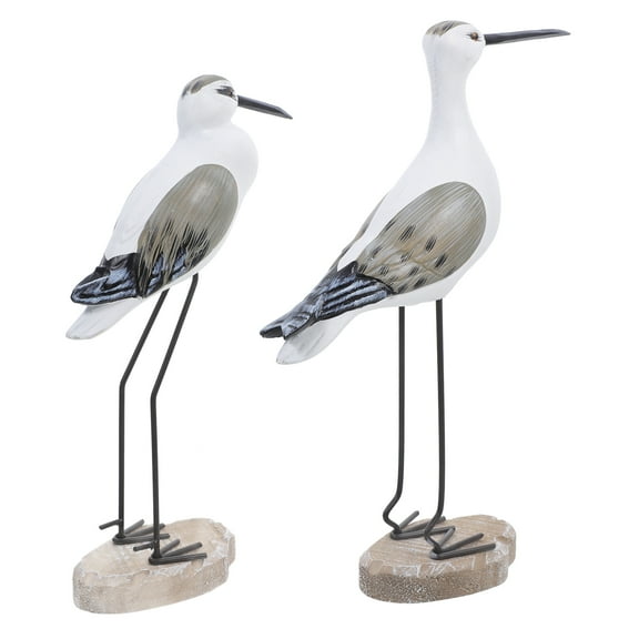 Set of 2 Wooden Seagull Bird Ornaments, Realistic Handcrafted Desktop Sculptures, Coastal Home Decor, Decorative Bird Figurines