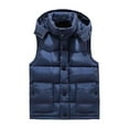 thumbnail image 2 of Zimjoy Blue Puffer Vest Men Windproof Thick Big and Tall Heated Vest Warm Detachable Hooded Outdoor Vests Casual Lightweight Zip Up Mens Puffer Jacket with Pockets, Dark Blue S, 2 of 4