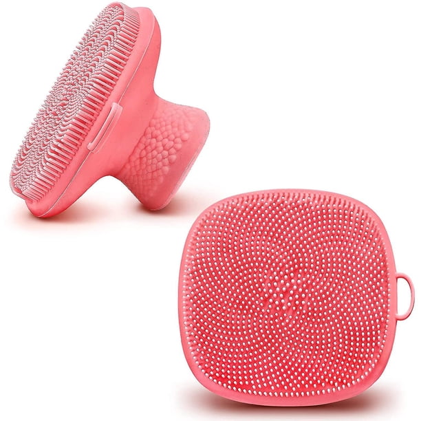 Cepillo de limpieza facial manual de 2 piezas, cepillo de limpieza facial de silicona, cepillo exfoliante y de masaje suave, limpiador facial antideslizante de mano Exfo Feliz Sencillez