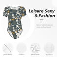 thumbnail image 6 of Gaeub Flowers And Bee Women'S Short Sleeve One Piece Swimsuit Sexy High-Waisted Bodysuit For Swimming, Beach, Sports - X-Large, 6 of 9