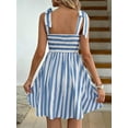 thumbnail image 2 of Women Casual Striped Tie Front Camisole Dress Sun Dress Summer Vacation Flowy Mini Dress Streetwear, 2 of 10