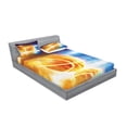 thumbnail image 2 of Ambesonne Abstract Fitted Sheet & Pillow Sham Set, Burning Basketball Art, Full, Blue Yellow, 2 of 2