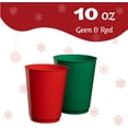 thumbnail image 3 of PLASTICPRO 10 Oz Disposable Cups Plastic Tumblers Party Cups Green & Red, 50-Pack, 3 of 7
