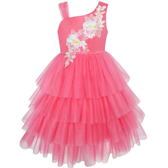 Sunny Fashion Girls Dress Watermelon Tiered Skirt Flower Dance Ball Princess Size 5-10