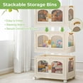 thumbnail image 3 of YOUPINS 3 Pack 165QT Plastic Storage Bins with Lids, Closet Organizers and Storage,Collapsible Storage Cubes, stackable storage bins with Doors Wheels, 3 of 13