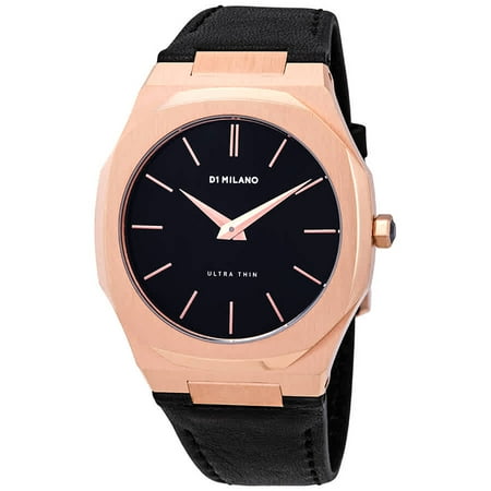 D1 Milano Ultra Thin Black Dial Men's Leather Watch UTLJ03