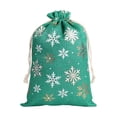 thumbnail image 2 of JUMNUYCUH Christmas Gift Bags, Cotton Drawstring Gift Bags with Pattern, Christmas Wrapping Bags for Xmas Candy Storage, Christmas Party Favors, 11.8" x 15.7", Green, 2 of 9