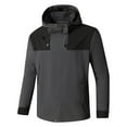 thumbnail image 2 of UVEASISHA Mens Lightweight Rain Coat Waterproof Hiking Jackets Hooded Outdoor Windbreaker Raincoats Colorblock Travel Jacket with Pockets Dark Gray L, 2 of 4