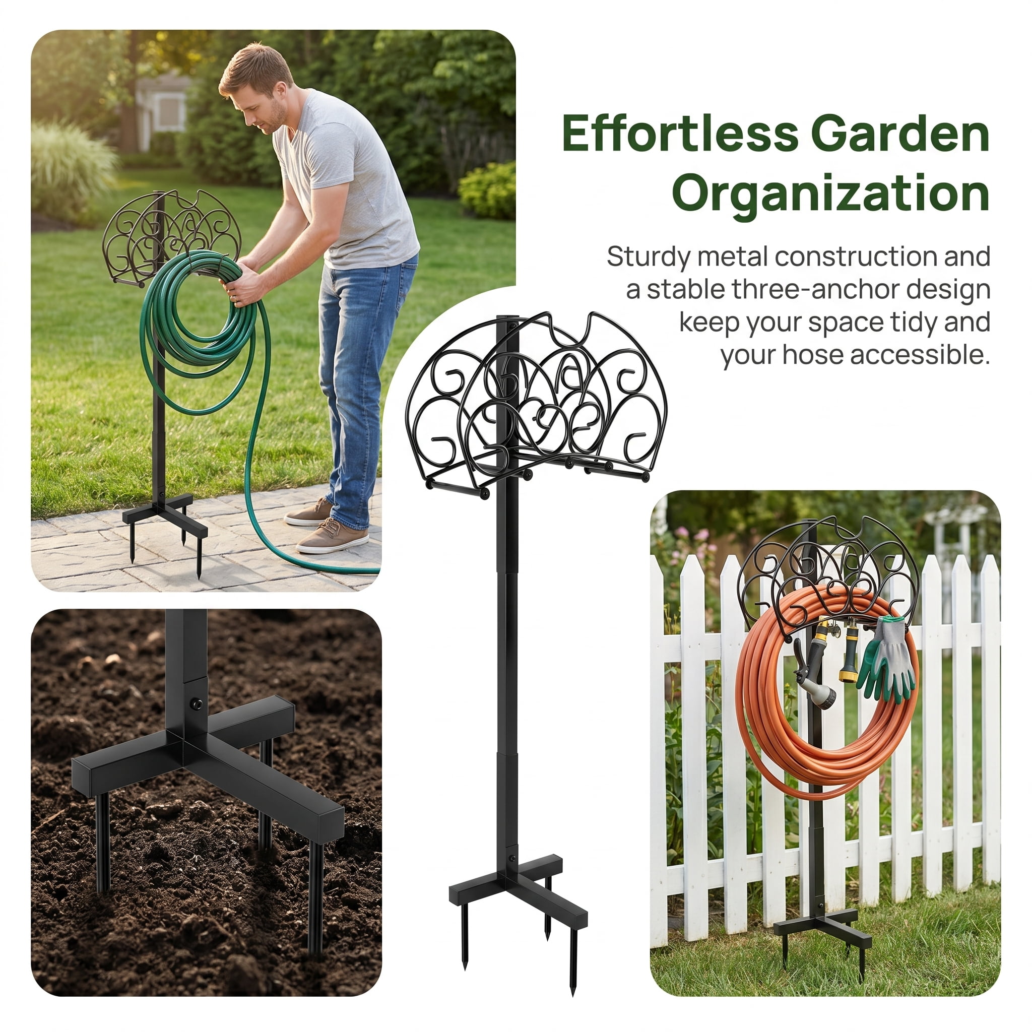 Resenkos Detachable Freestanding Hose Holder for Outdoor Yard Garden Lawn