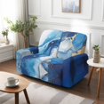 thumbnail image 4 of Jiueut Blue Golden Marble Pattern Recliner Loveseat Slipcover, Wear Resistant Recliner Chair Covers Elastic 2 Seat Couch Protector Soft Furniture Protector with Anti-Slip Edges, 4 of 7