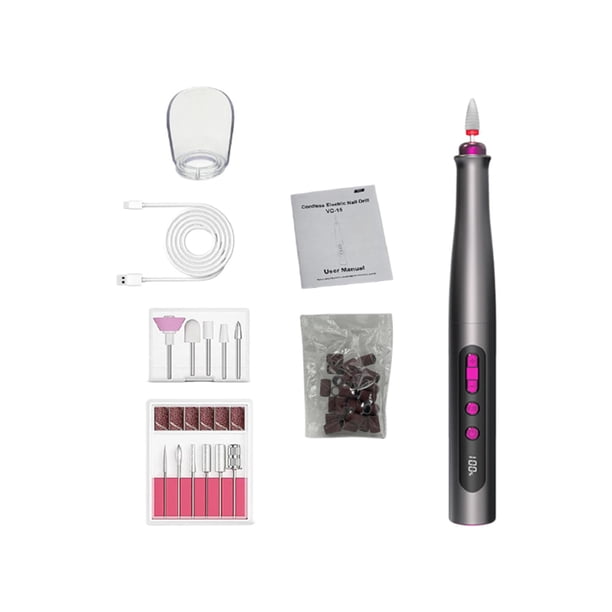 Lijadora de uñas portátil USB recargable compacta ligera herramienta de pedicura de manicura Gris