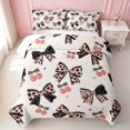 thumbnail image 2 of Erosebridal Leopard Bow Heart Print Twin Quilt Set for Girls, Cheetah Animal Spots Love Twin Coverlet Set, 2 Pieces 1 Bedspread and 1 Pillowcase, 2 of 7