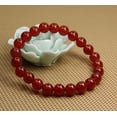 thumbnail image 3 of Natural Red Agate Gemstone 8mm Round Beads Healing Crystals Stretch Bracelet 7" Unisex, 3 of 5