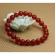 thumbnail image 3 of Xiao Hua Pulsera elástica de rubí natural de 8 mm con cuentas redondas de cristal curativo, 18 cm, color neutro y rojo, 3 of 4