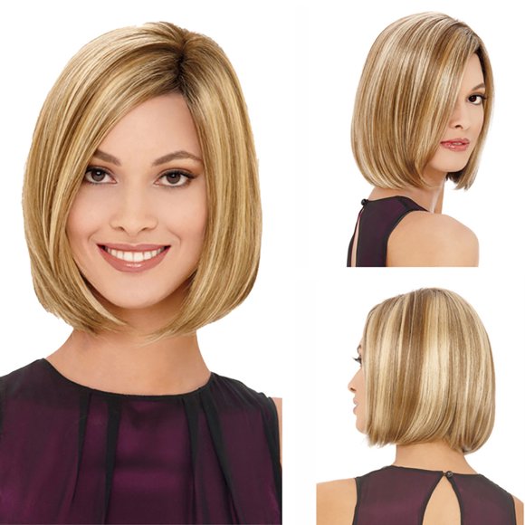 EGNMCR Wigs Human Hair 32CM Short Straight Party Wigs Long Curly Hair Synthetic Wig False wig