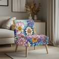 thumbnail image 3 of HELLHERO Flower Pattern Stretch Elastic Bottom Armless Accent Chair Soft Cover with Stain Protection, Dustproof Armless Chair Slipcover, 3 of 8