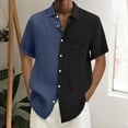 thumbnail image 2 of Huesdet Men's Short Sleeve Dress Shirts Stretch Stain Shield Casual Button Up Shirts Solid Formal Shirt(Dark Blue,L), 2 of 5