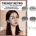 thumbnail image 2 of SharkTRUE Women's Photochromic Anti-Blue Light Rimless Glasses, Metal Frame, Gold Silver, Grey Tint, 1 Pair, 2 of 10