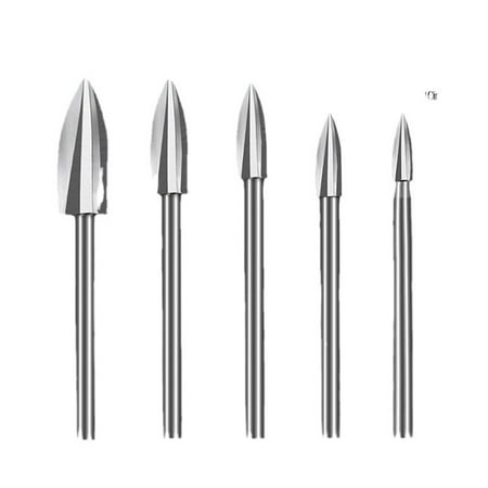 

LHXC Wood Carving Rotary Tool Bit Set 5 Piece Wood Carving Bits With 1/8 Shank For Carving Drilling And Sanding