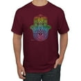 thumbnail image 1 of Wild Bobby, Colorful Rainbow Hamsa Symbol Spiritual Yoga, Pop Culture, Men Graphic Tees, Maroon, Small, 1 of 3