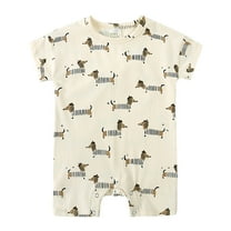 Toimothcn Toddler Baby Girls Romper Jumpsuit Short Sleeve Casual Striped Printed Romper Soft Loose Fit Summer Jumpsuit For Girl Comfy Kids Dailywear