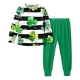 thumbnail image 2 of Conjuntos de blusa y camisa de manga larga con cuello redondo. Conjunto de camisa y pantalón de manga larga con estampado del Día de San Patricio para niños y niñas. Top y pantalón para niña., 2 of 8