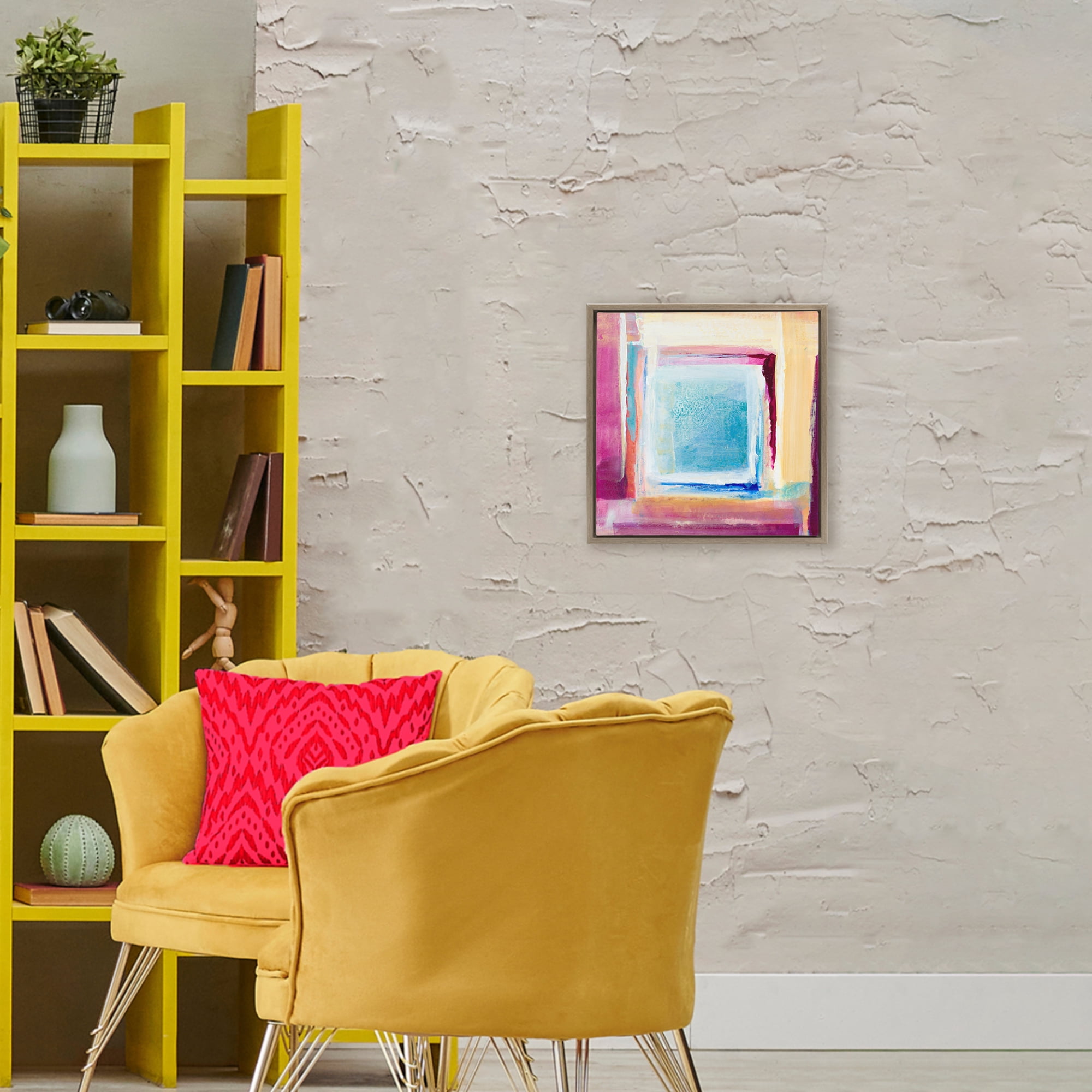 Stupell Industries Bright Colors New Day Brown Framed Floater Canvas Wall Art, design by Lanie Loreth