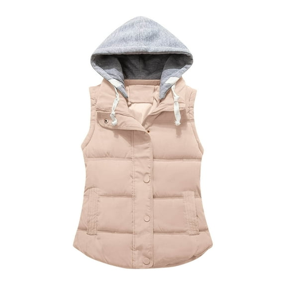 SEMIMAY Ladies Fashion Pure Color Zipper Cotton Waistcoat Waistcoat Short Warm Vest