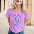 thumbnail image 2 of TSADFHJI Hauts pour Femmes Élégants de Travail T-Shirt Imprimé à Manches Courtes Col Rond Blouse S Violet, 2 of 4