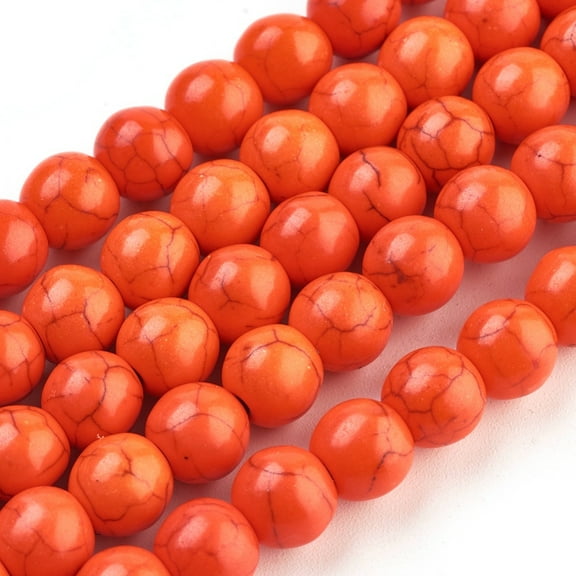 1 strand 1 Strand Turquoise Round Beads Strands Dyed Orange Red 8mm Hole: 1mm 50pcs/strand 15.35 inch