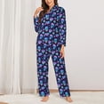 thumbnail image 2 of Balery Skull flower funny Conjunto de Pijama con Estampado para Mujer, Conjunto de Dos Piezas con Manga Larga, Ropa de Dormir Suave con Bolsillos, Pijamas Cómodos-Small, 2 of 7