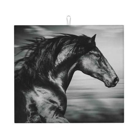 

Pofeuu Running Horse Print Ultra Water Absorbent Microfiber Dish Drying Mat Drying Mat for Kitchen Kitchen Counter Accessories