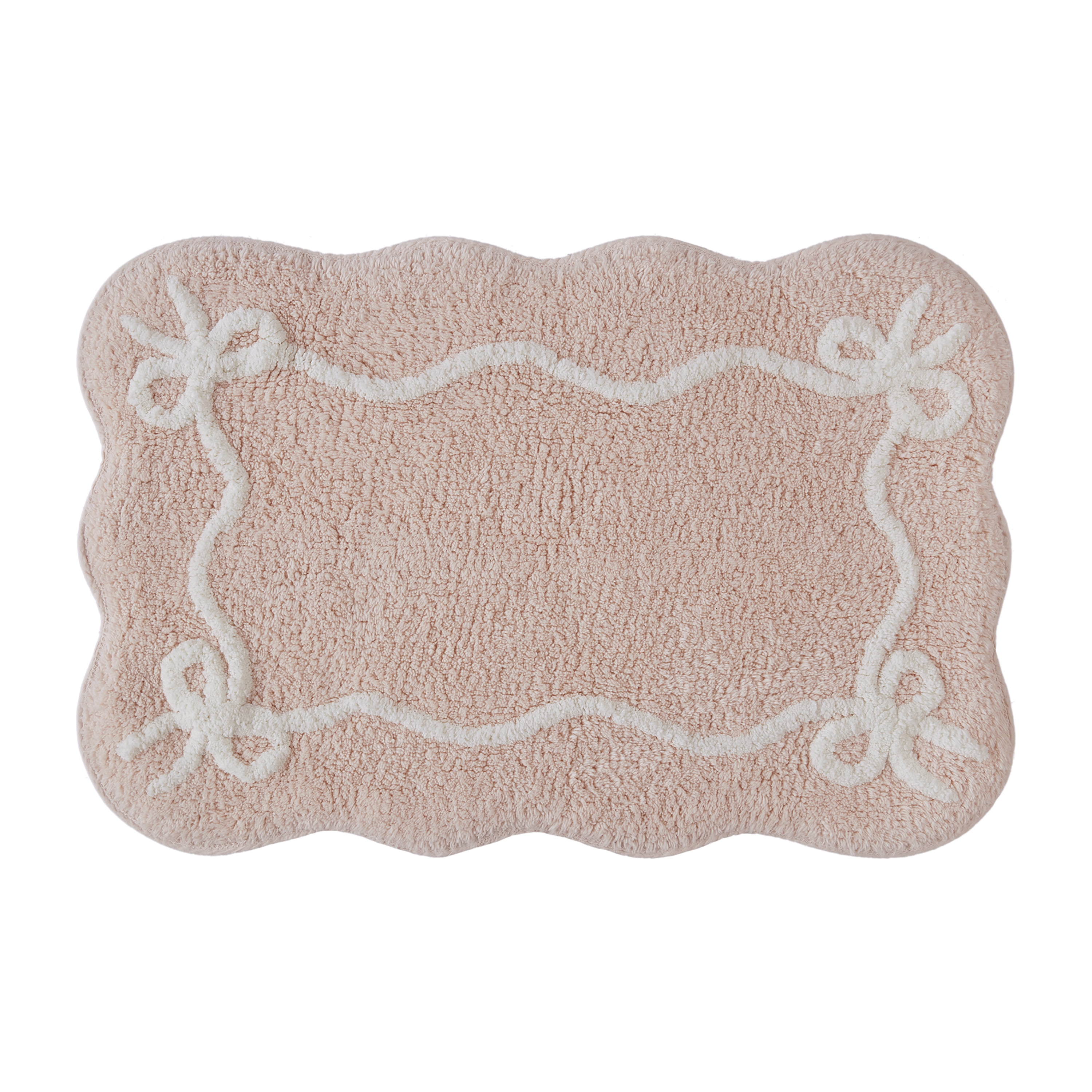 Mainstays Pink Bow Bath Rug, Pink White, 100% Cotton, 16"x24"