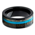 thumbnail image 2 of Silly Kings Deer Antler 8mm Wedding Band - Black Ring - Turquoise Wedding Ring - Antler Ring (15), 2 of 3
