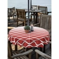 thumbnail image 2 of Outdoor Tablecloth with Umbrella Hole for Patio/Picnic/Party/Camping, Red Striped Waterproof Table Cloth Round Cover Washable, Modern Abstract Ombre Geometric Morocco (Dia 54"), 2 of 8