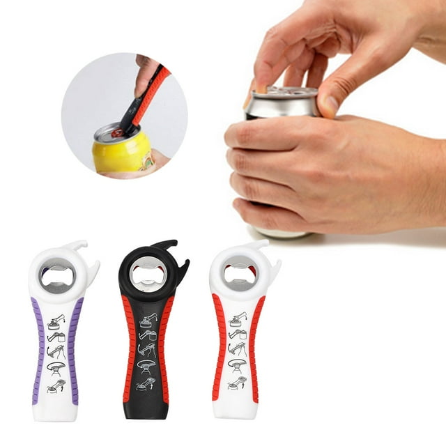 Jar Opener, Non-Slip Portable 3 Pcs Practical Lightweight Household 5-In-1 Wine Openers, for Various Sealed Cans, Cans Family Kitchens, Parties