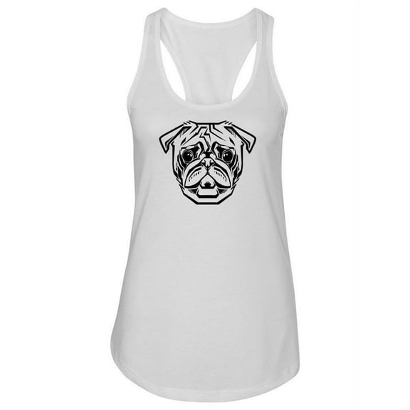 Cute Pug Drawing Tank Women -Image by Shutterstock, Female XX-Large
