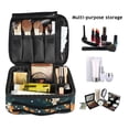 thumbnail image 2 of FORMRS Travel Makeup Bag Large Capacity Train Case Cosmetic Organizer with Adjustable Dividers, Green Floral Oranges, 2 of 8