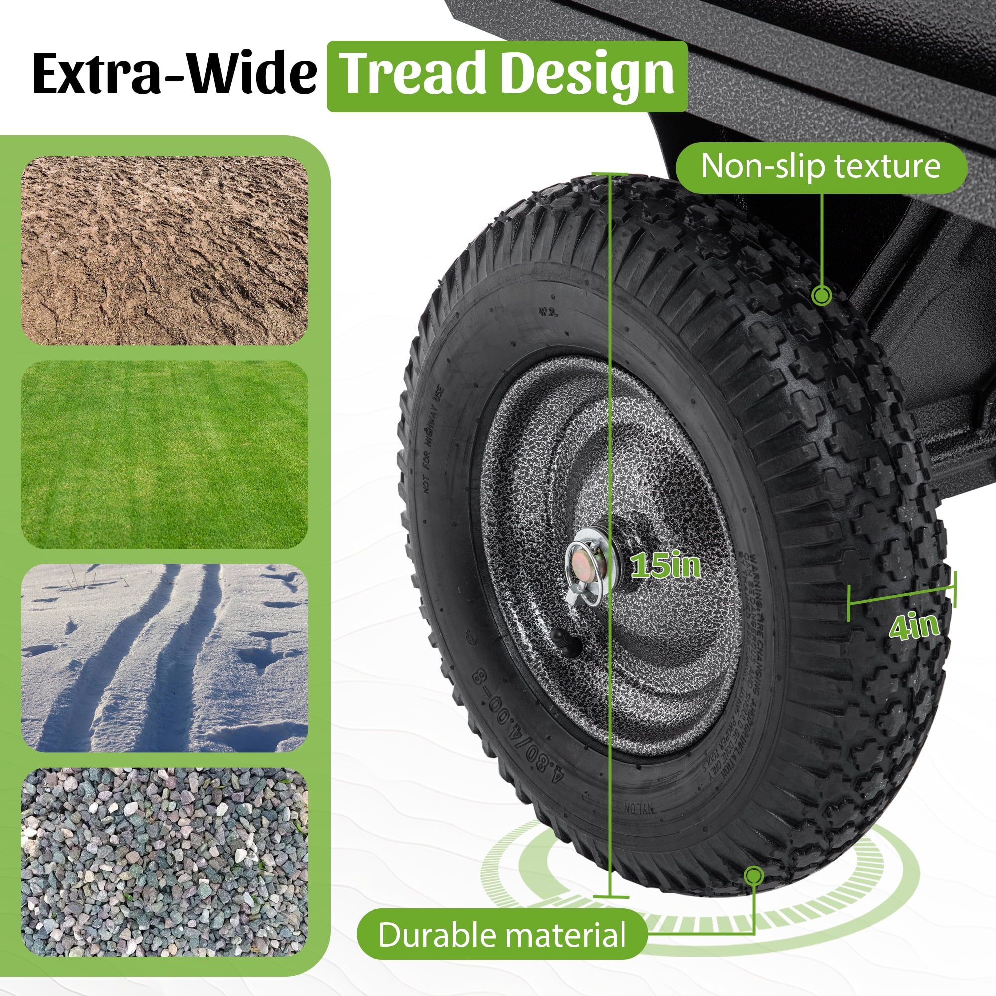 600LBS Heavy Duty Steel Dump Cart Trailer, 17 Cu.Ft. Tow Behind Hauling & Dumping Wagon for ATV, Lawn Tractor and Garden with 16" Tires