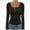 A147-Black, variant on Womens Henley Style Button Front Ribbed Long Sleeve Top,Fitted Casual Shirt
