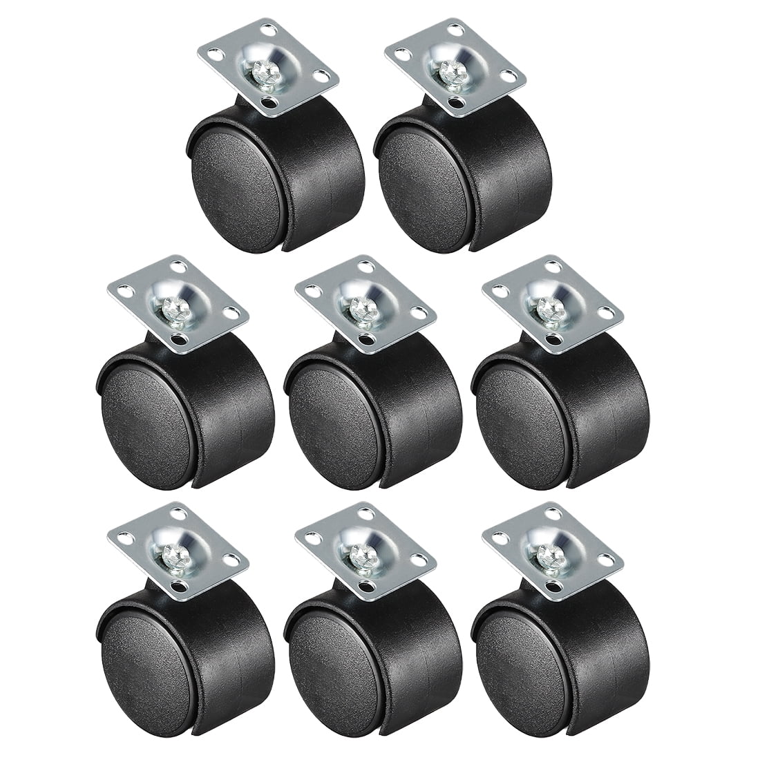 2" Swivel Casters Nylon Twin Wheel Top Plate Swivel Caster (8pack