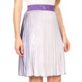 thumbnail image 4 of Sakkas Amira Accordion Pleated Midi Crepe Slim Skirt with Elastic Waist - Purple/brown - One Size Regular, 4 of 5