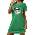 thumbnail image 2 of Fartey Womens Plus Size Halloween Nightgowns Loose Casual Short Sleeve Crew Neck Nightshirts Funny Graphic Nightdress Soft Comfy Daily Loungewear Green 3XL, 2 of 5